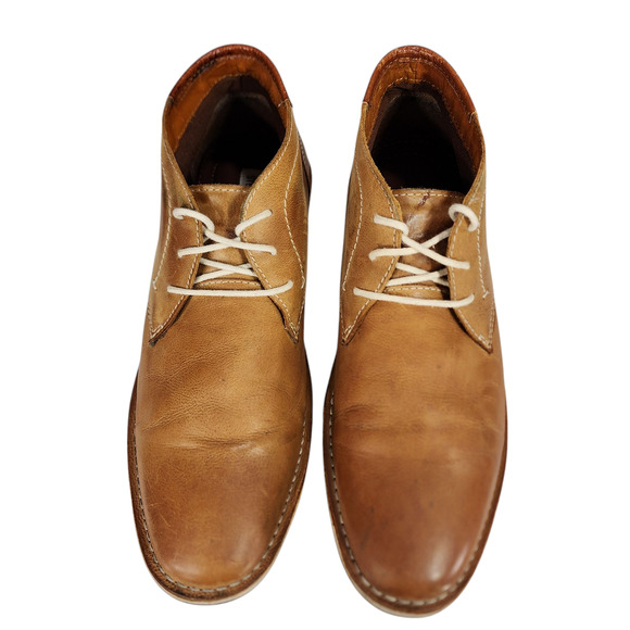 Steve Madden Chukka Boot sz 10 Men Hestonn 217 Tan Beige Leather Distressed Lace - Picture 8 of 11